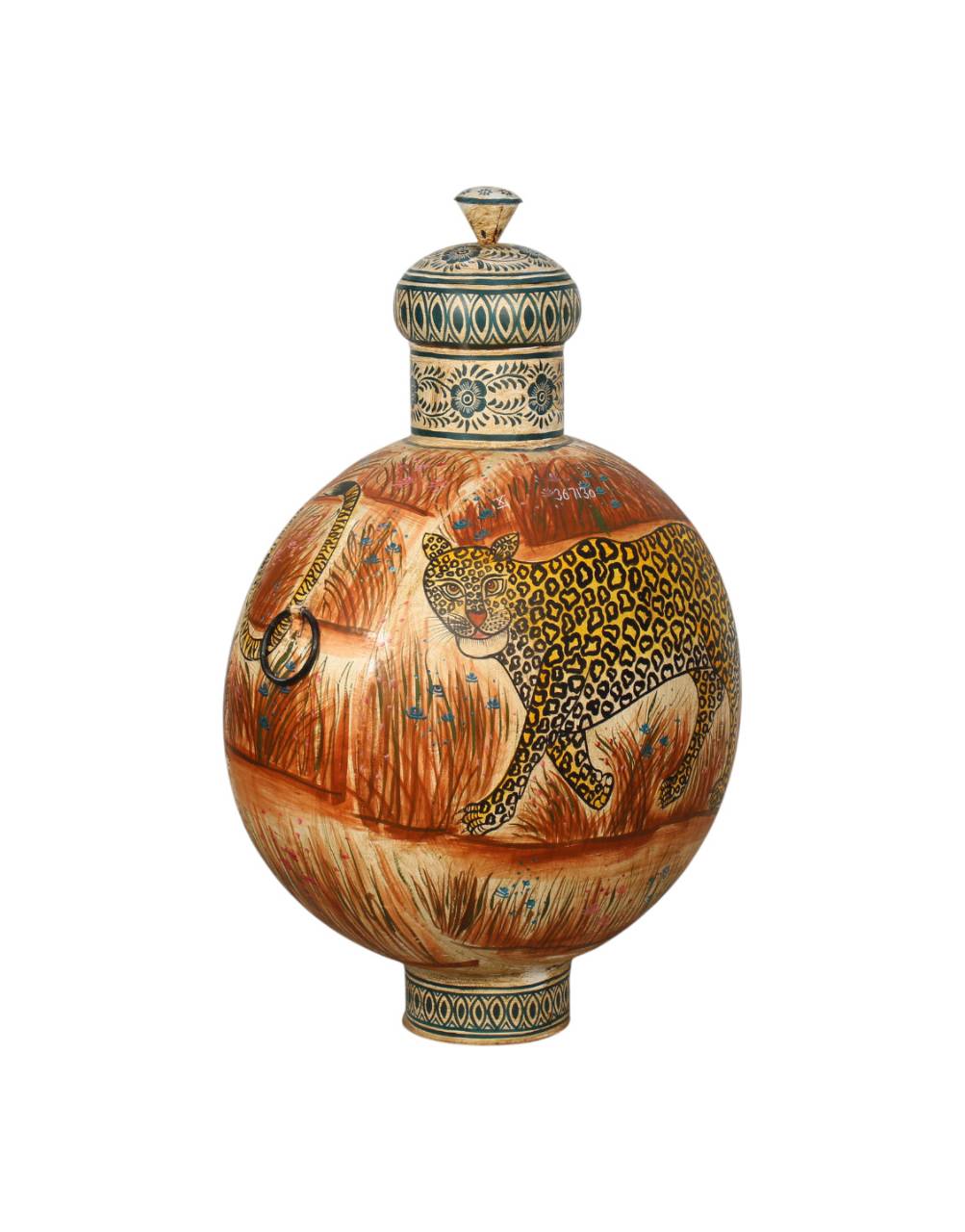 Painted Cheetha Iron Pot