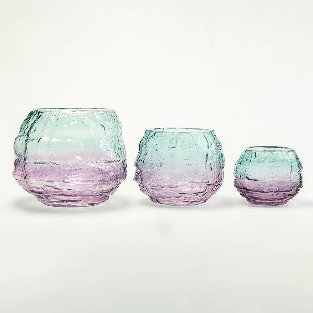Aqua Lilac Luxe Glass Vase