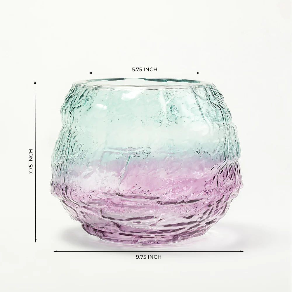 Aqua Lilac Luxe Glass Vase