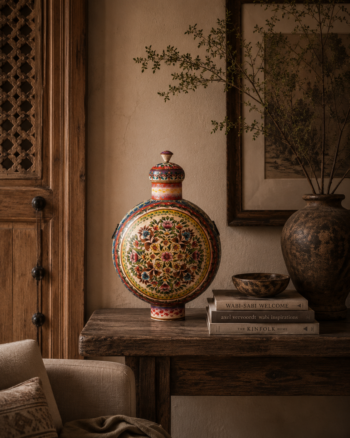 Phoolkari Vintage Iron Pot