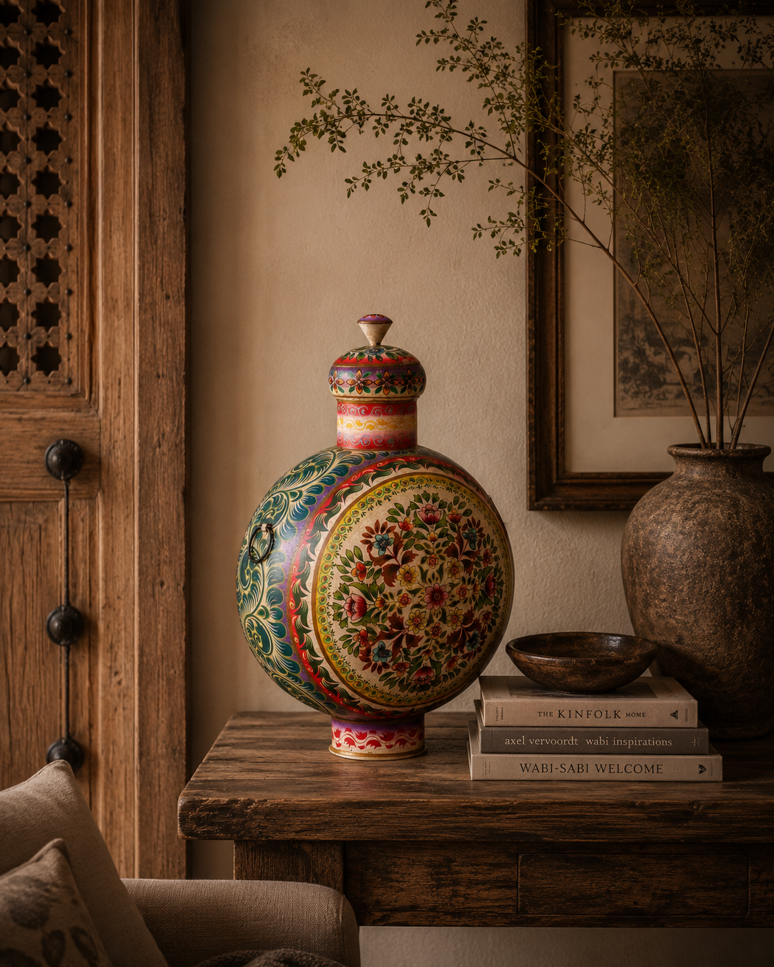Phoolkari Vintage Iron Pot