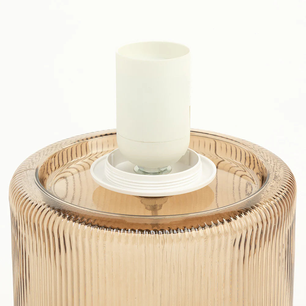 Amber Ribbed Glass Table Lamp