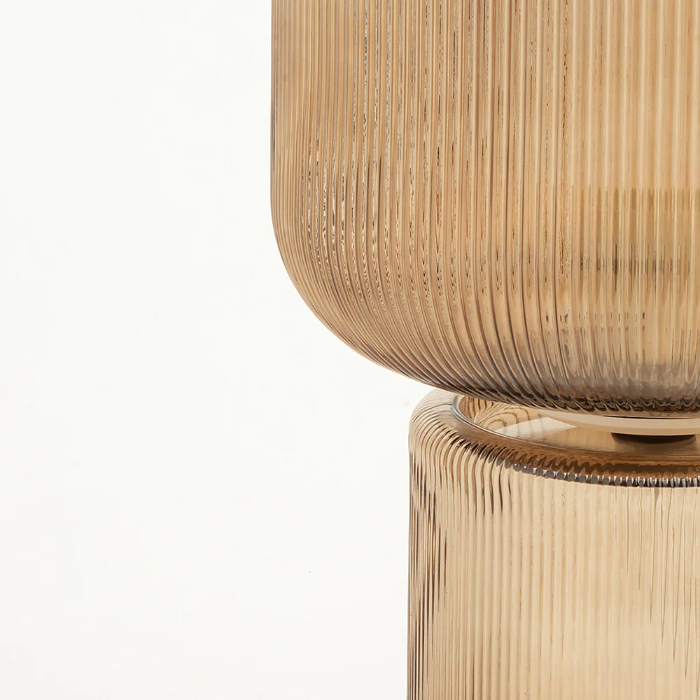 Amber Ribbed Glass Table Lamp
