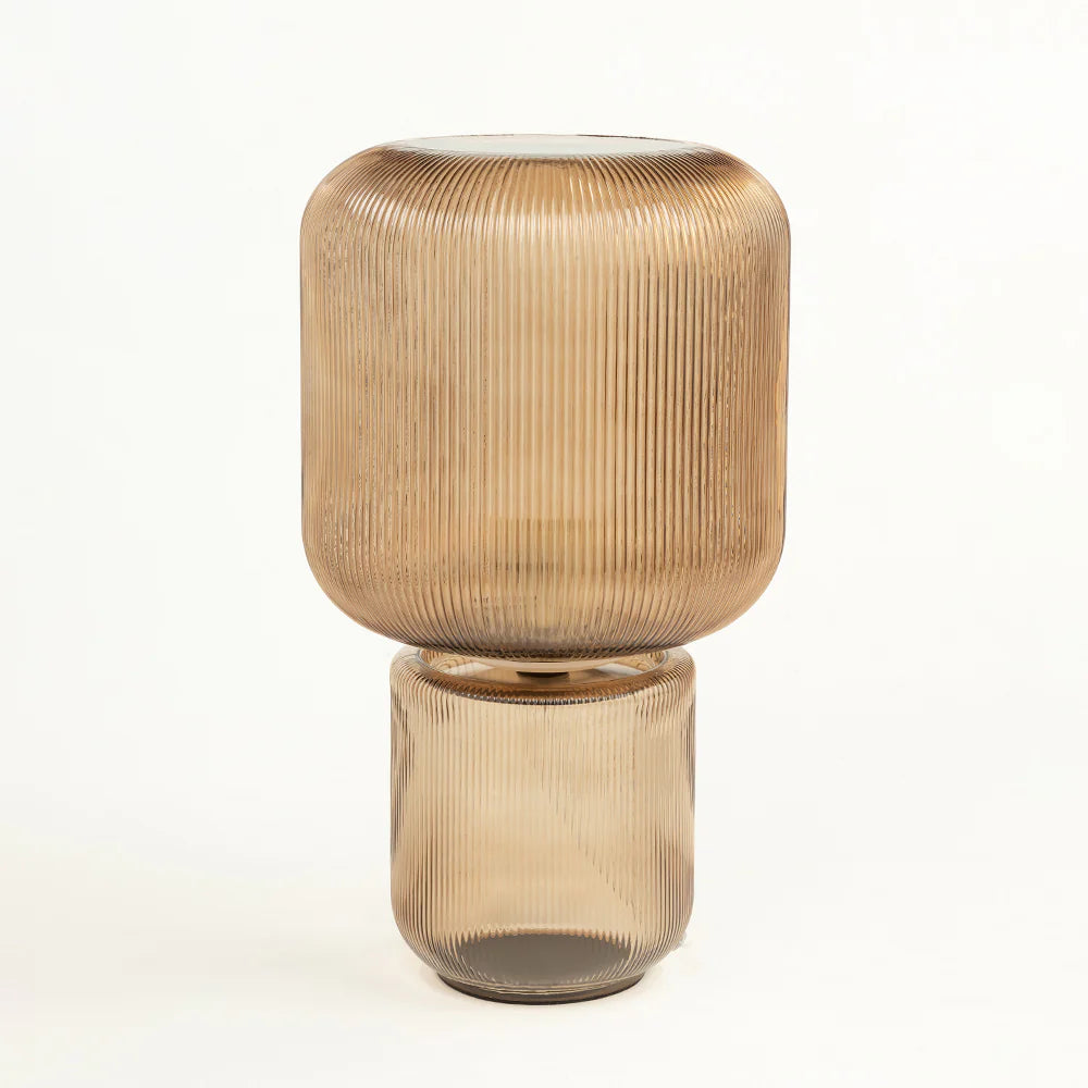 Amber Ribbed Glass Table Lamp