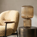 Amber Ribbed Glass Table Lamp