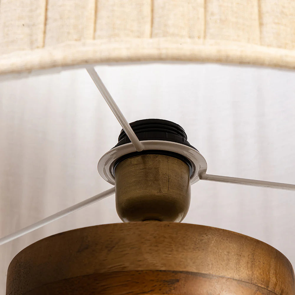 Heritage Oak Floor Lamp With Pleated Shade