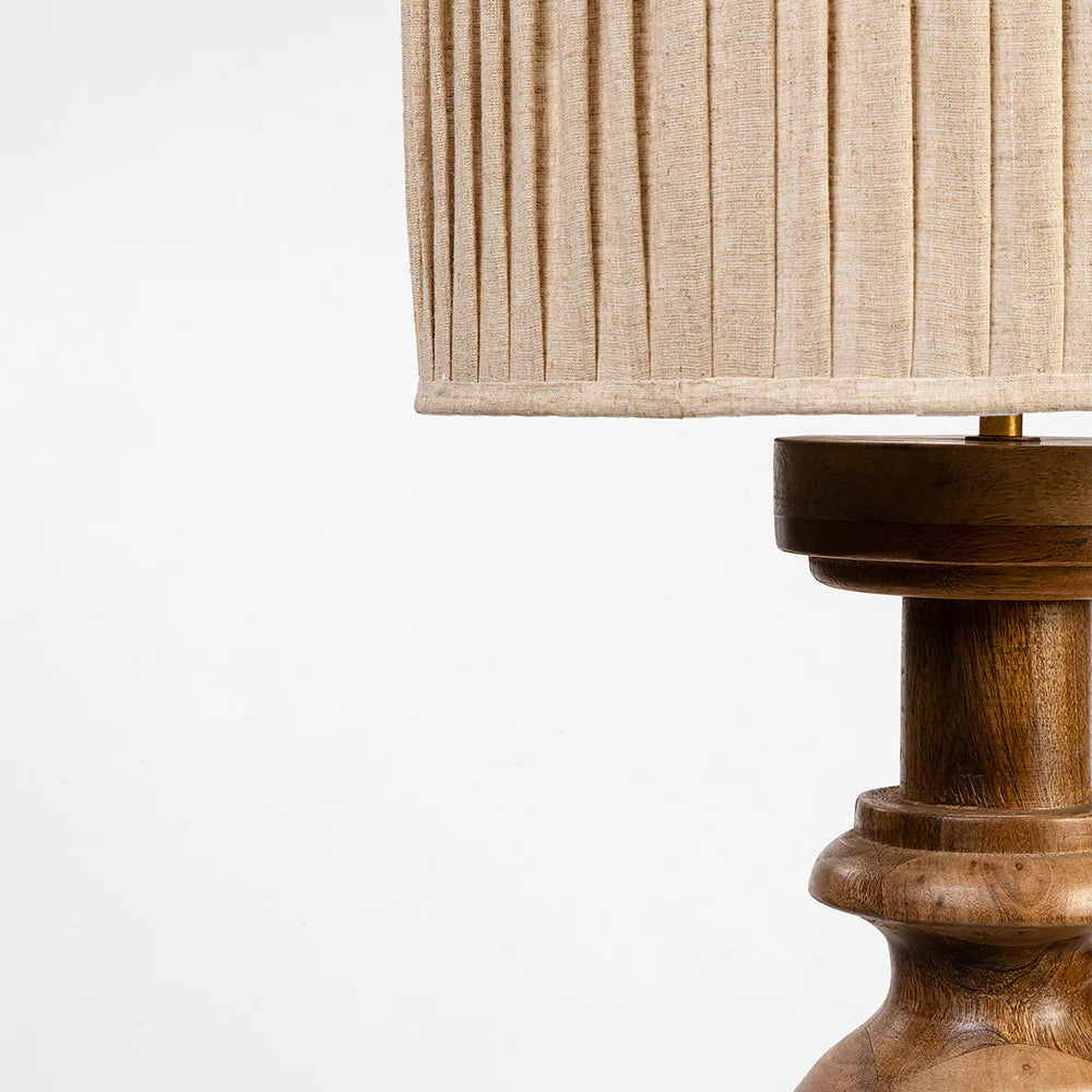 Heritage Oak Floor Lamp With Pleated Shade