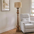 Heritage Oak Floor Lamp With Pleated Shade