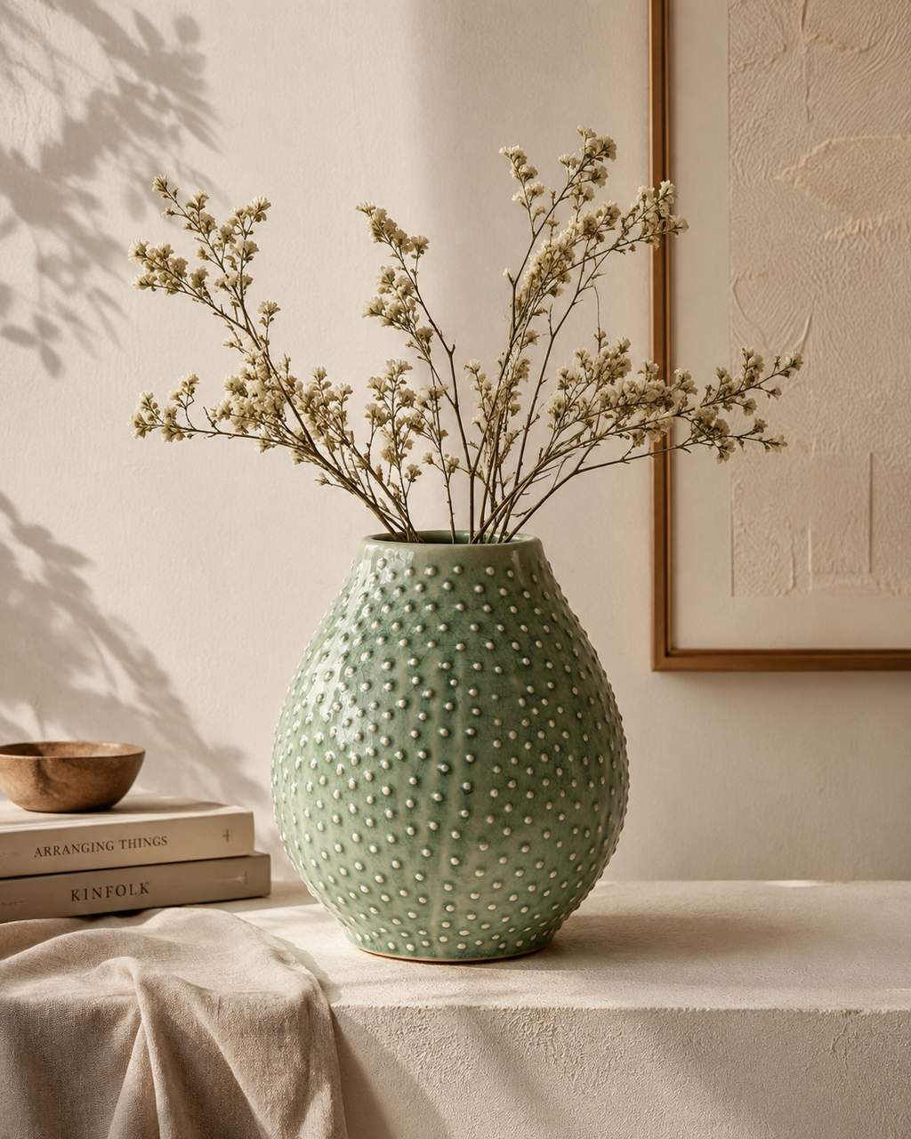 Mint Ceramic Vase for home decor with flowers style in living room, entrance, hallway etc