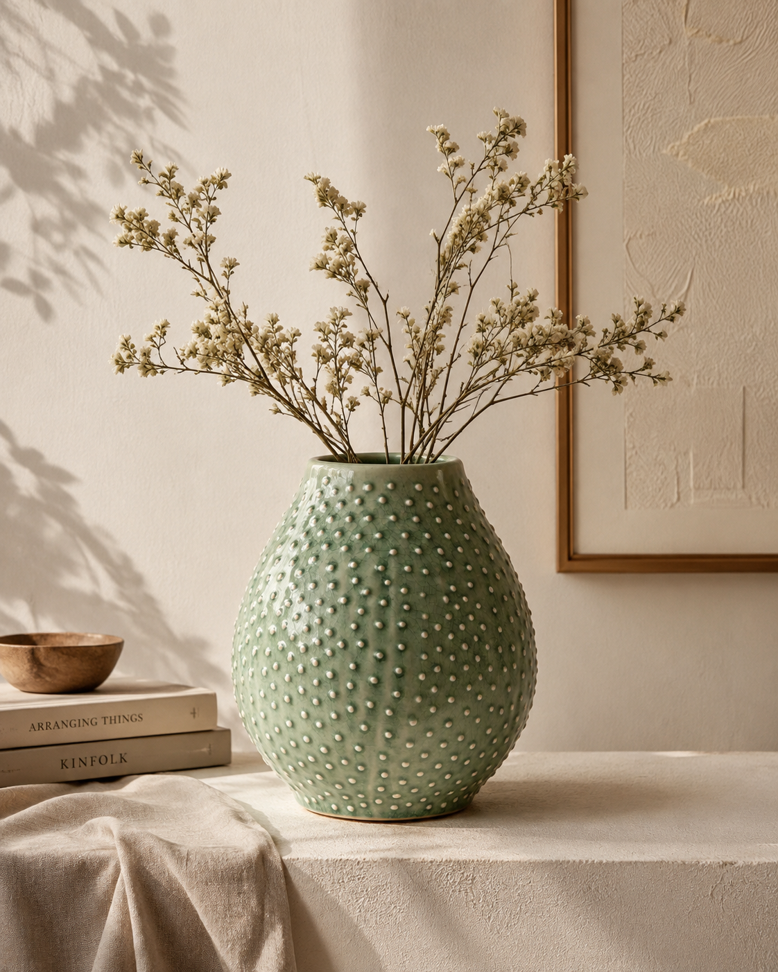 Mint Ceramic Vase for home decor with flowers style in living room, entrance, hallway etc