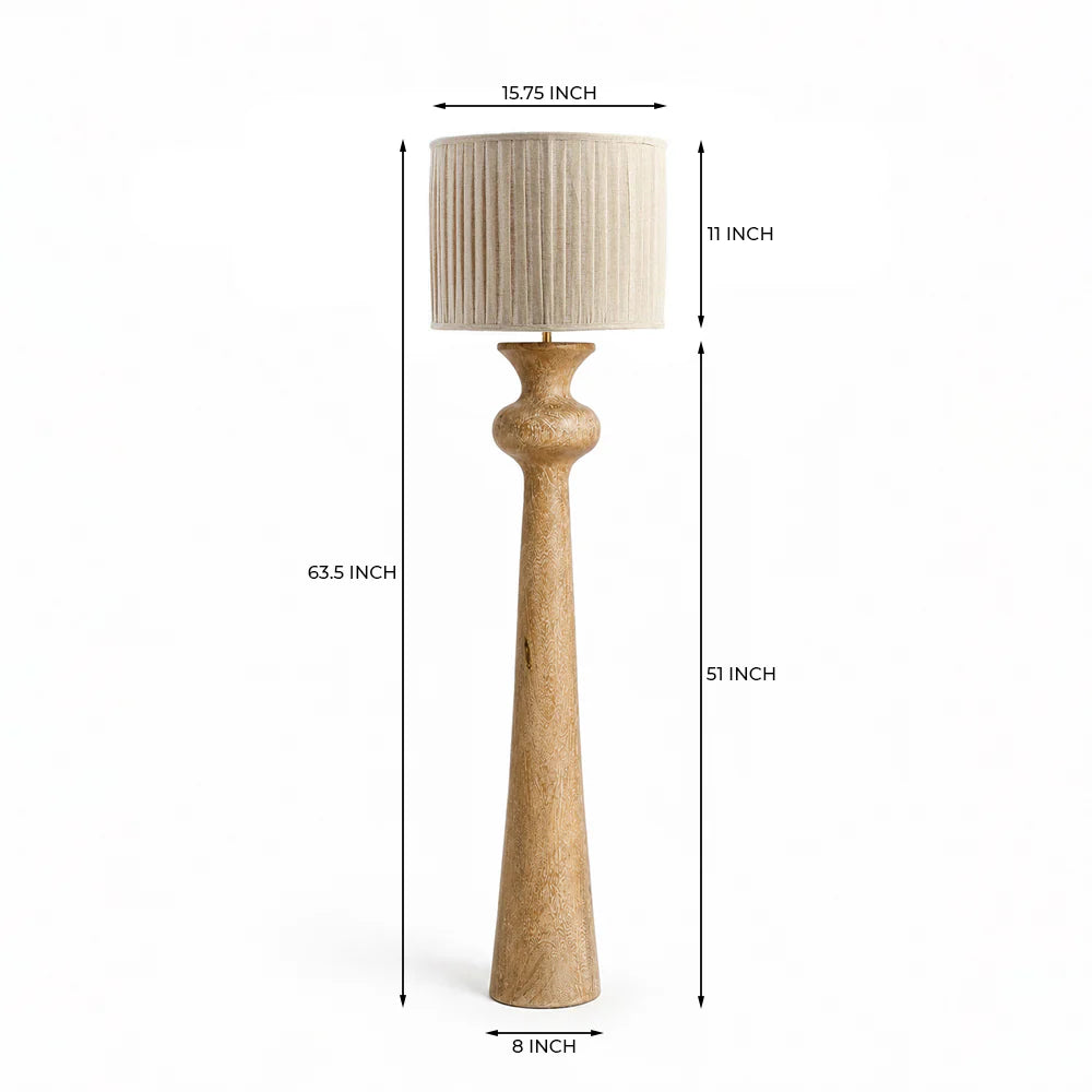 Floor lamp with dimensions labeled on a white background