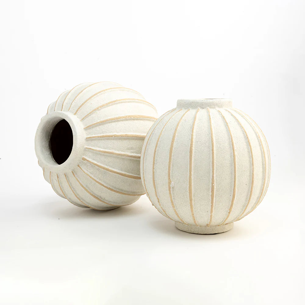 Pearl Textured Ceramic Vase - Set of 2