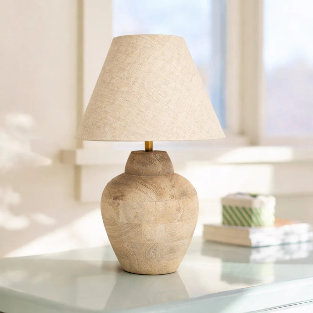Teak Pot Table Lamp