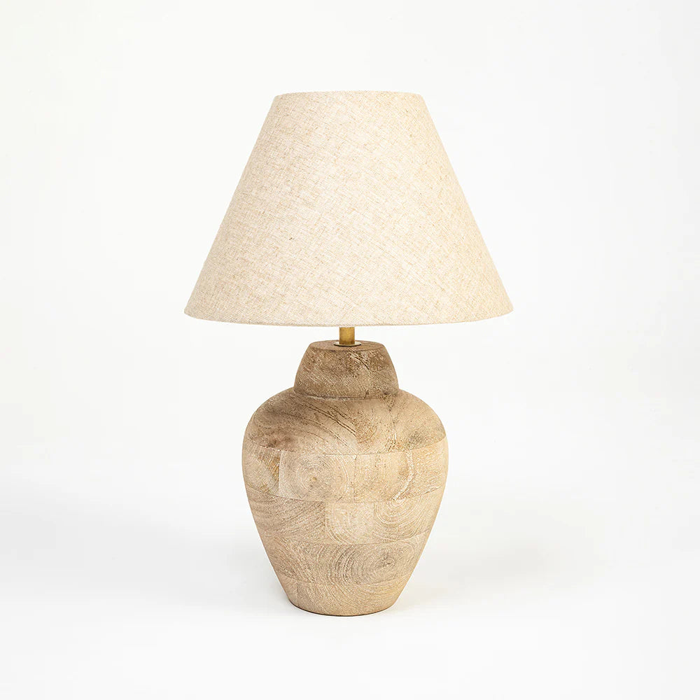 Teak Pot Table Lamp