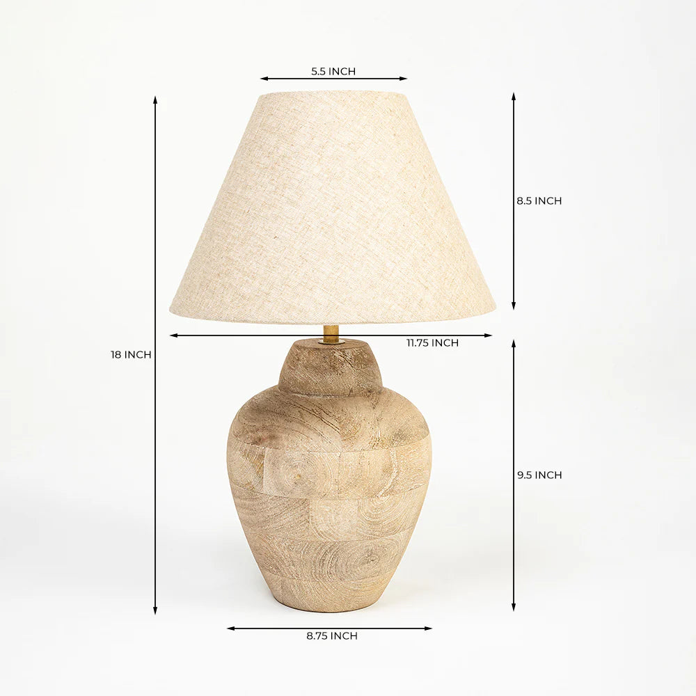 Teak Pot Table Lamp