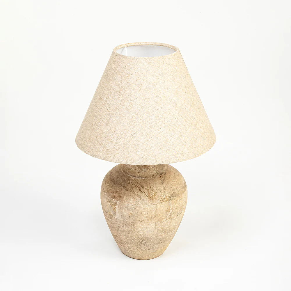 Teak Pot Table Lamp