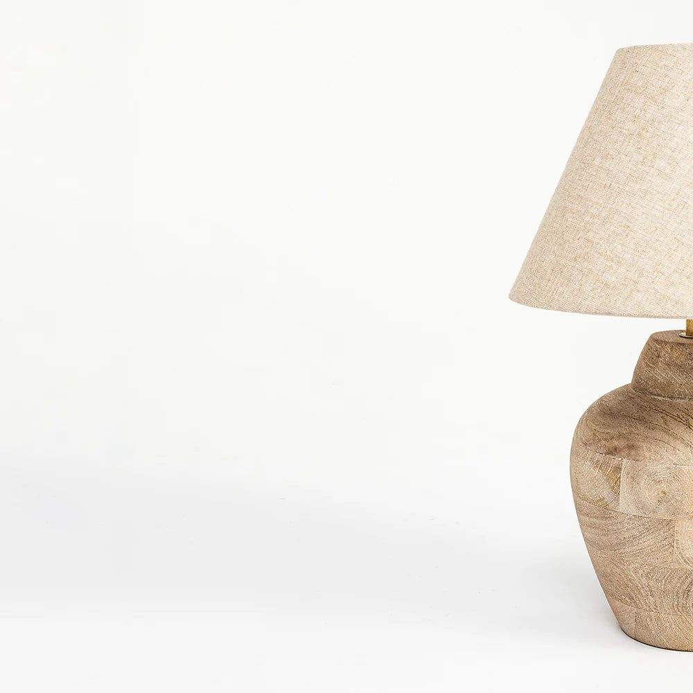 Teak Pot Table Lamp
