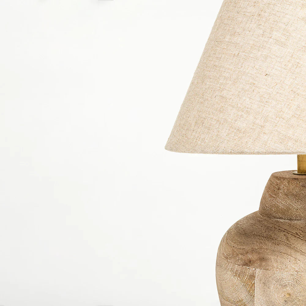 Teak Pot Table Lamp