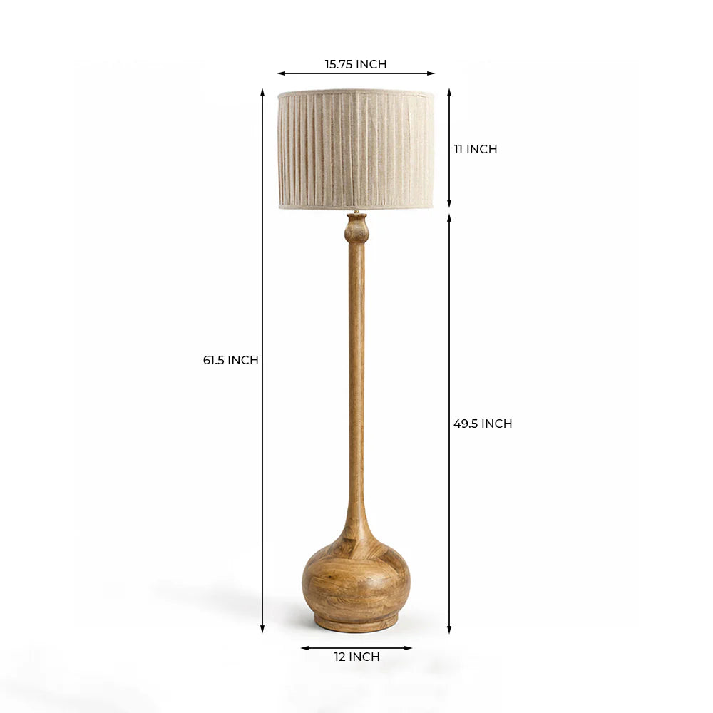 Floor lamp with dimensions labeled on a white background