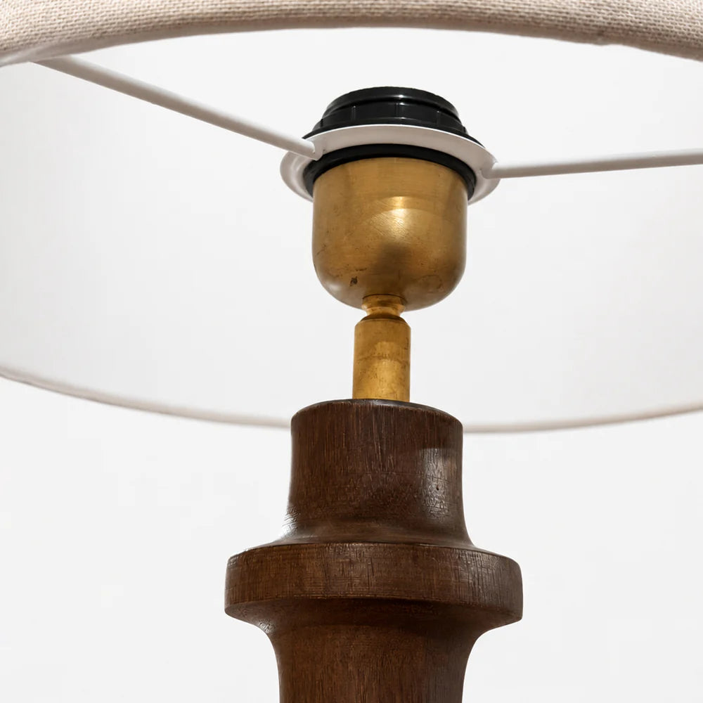 Turned Wood Spindle Floor Lamp with Pleated Shade