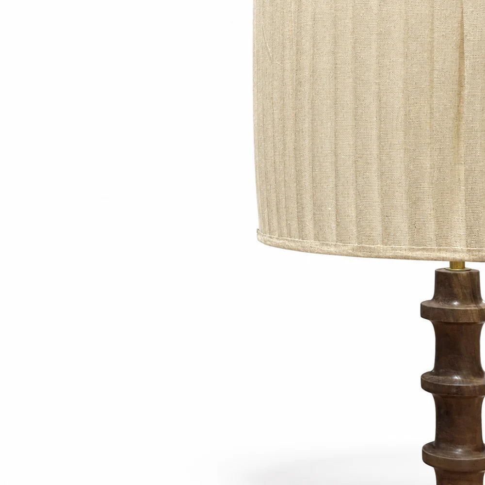 Turned Wood Spindle Floor Lamp with Pleated Shade