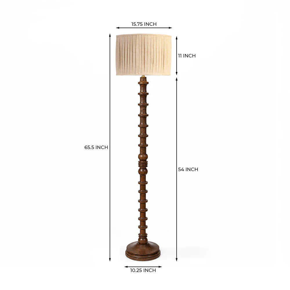 Floor lamp with dimensions labeled on a white background